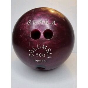 Columbia 300 Bowling Ball – Burgundy Swirl – Engraved "Clara" – Pre-Dril Vintage